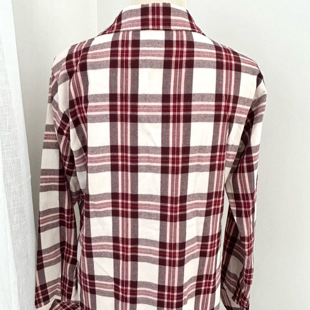 🌸NWT Sanctuary Boyfriend Maroon Plaid Button Down Shirt. Lightweight Flannel. M - Picture 10 of 15